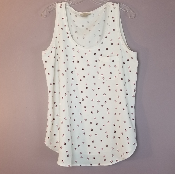 LOFT Tops - Loft Tank Top L White Floral Semi-Sheer